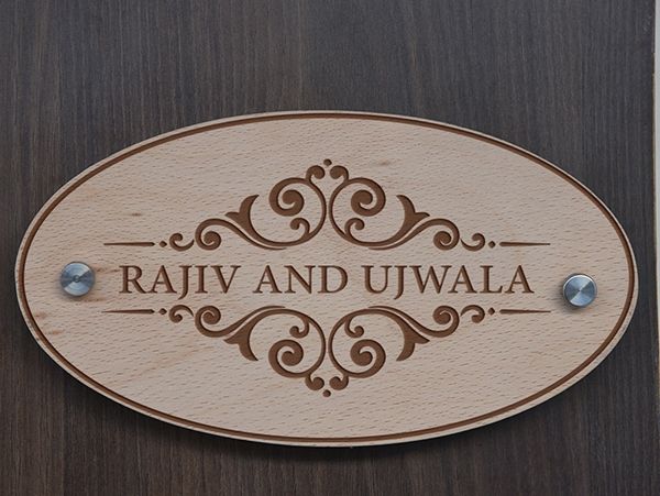 Wooden engraved nameplates pune.