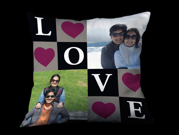 Photo pillows with hearts