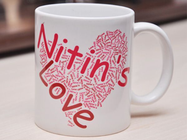 Heart Shape Word Collage Mug