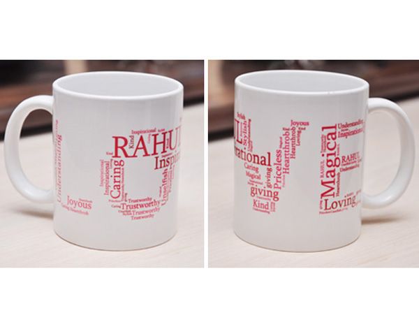 Love Shape Word Collage Mug