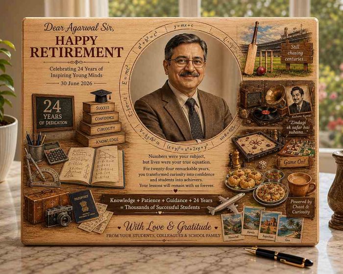 Retirement Farewell Mathe teacher Plaque- Wooden printed