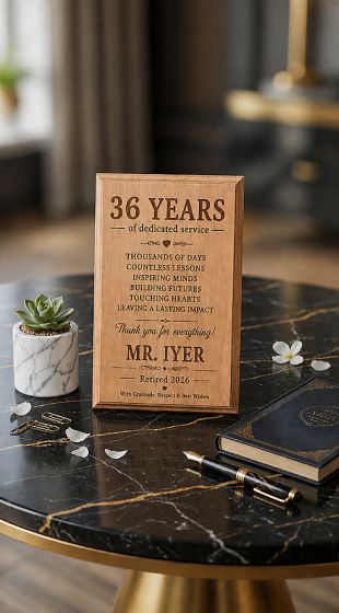 Retirement Plaque - Delivered across India